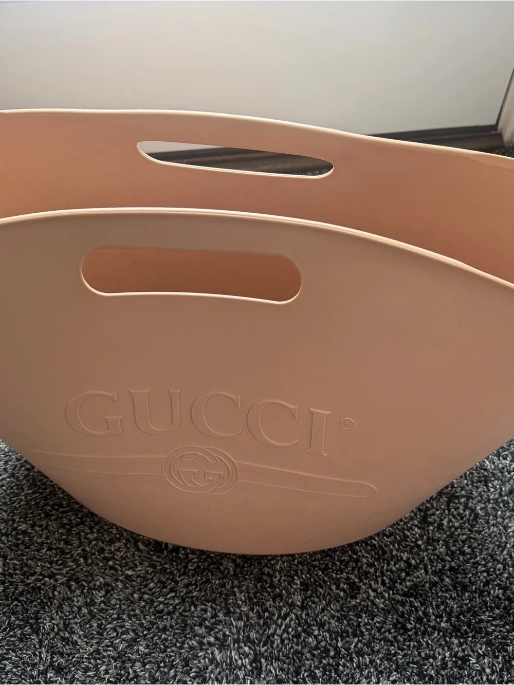 Gucci Blush Rubber Tote with Embossed Logo